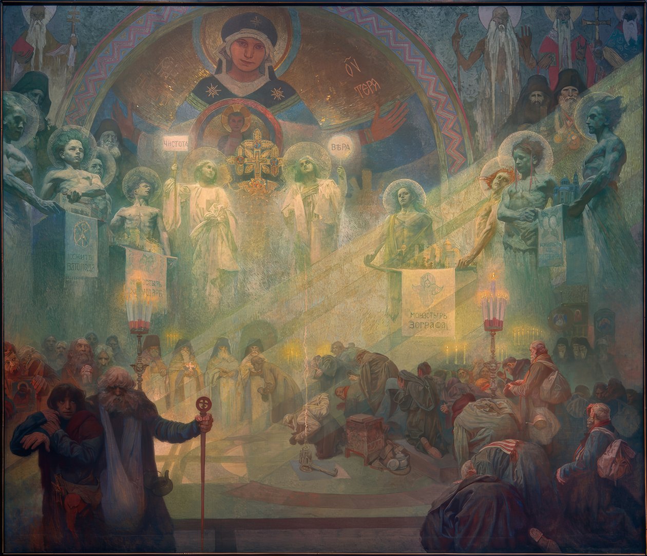 Det hellige Athos-fjellet av Alphonse Mucha