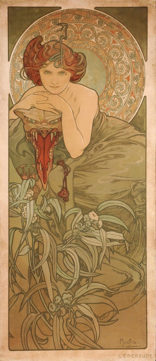 Emerald Fra serien The gems av Alphonse Mucha