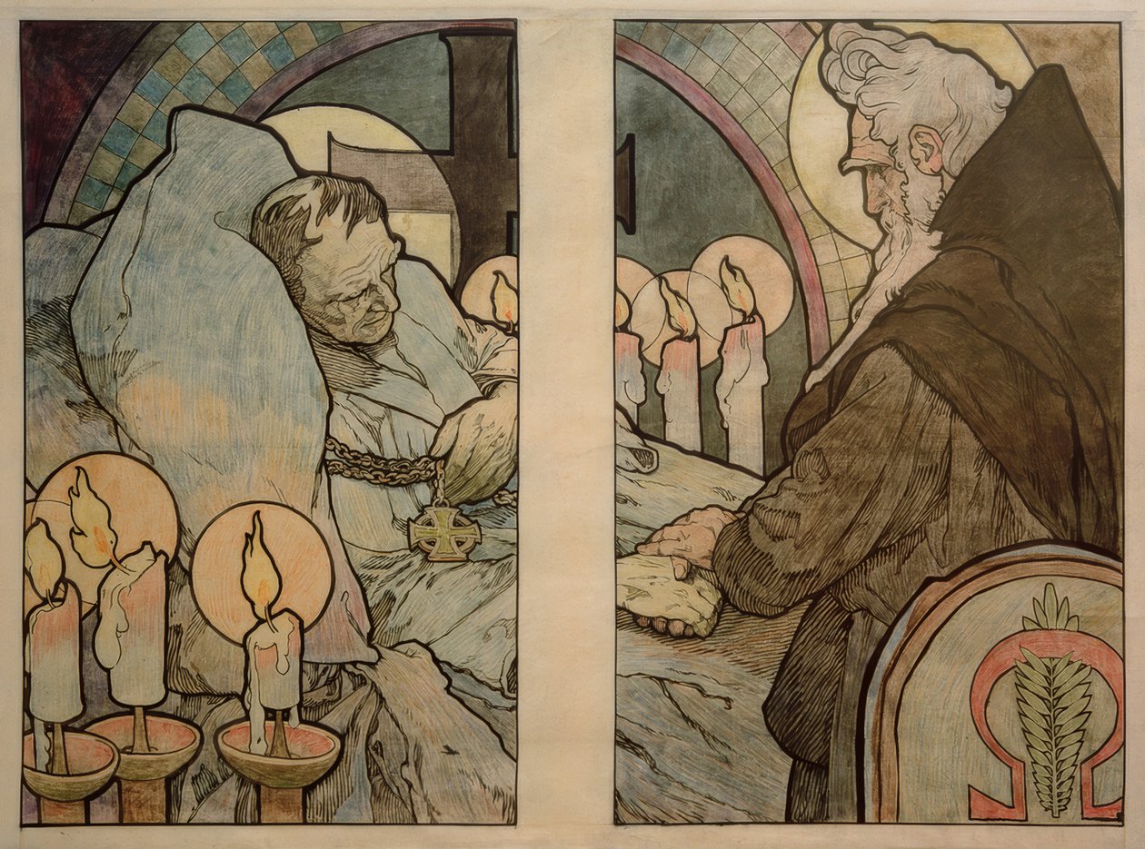 Vinduet til St. Vitus i Praha, papp 1931 av Alphonse Mucha