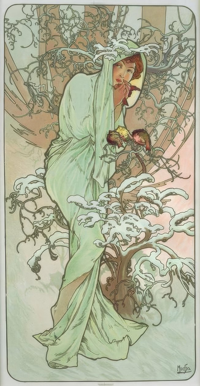 Vinter av Alphonse Mucha