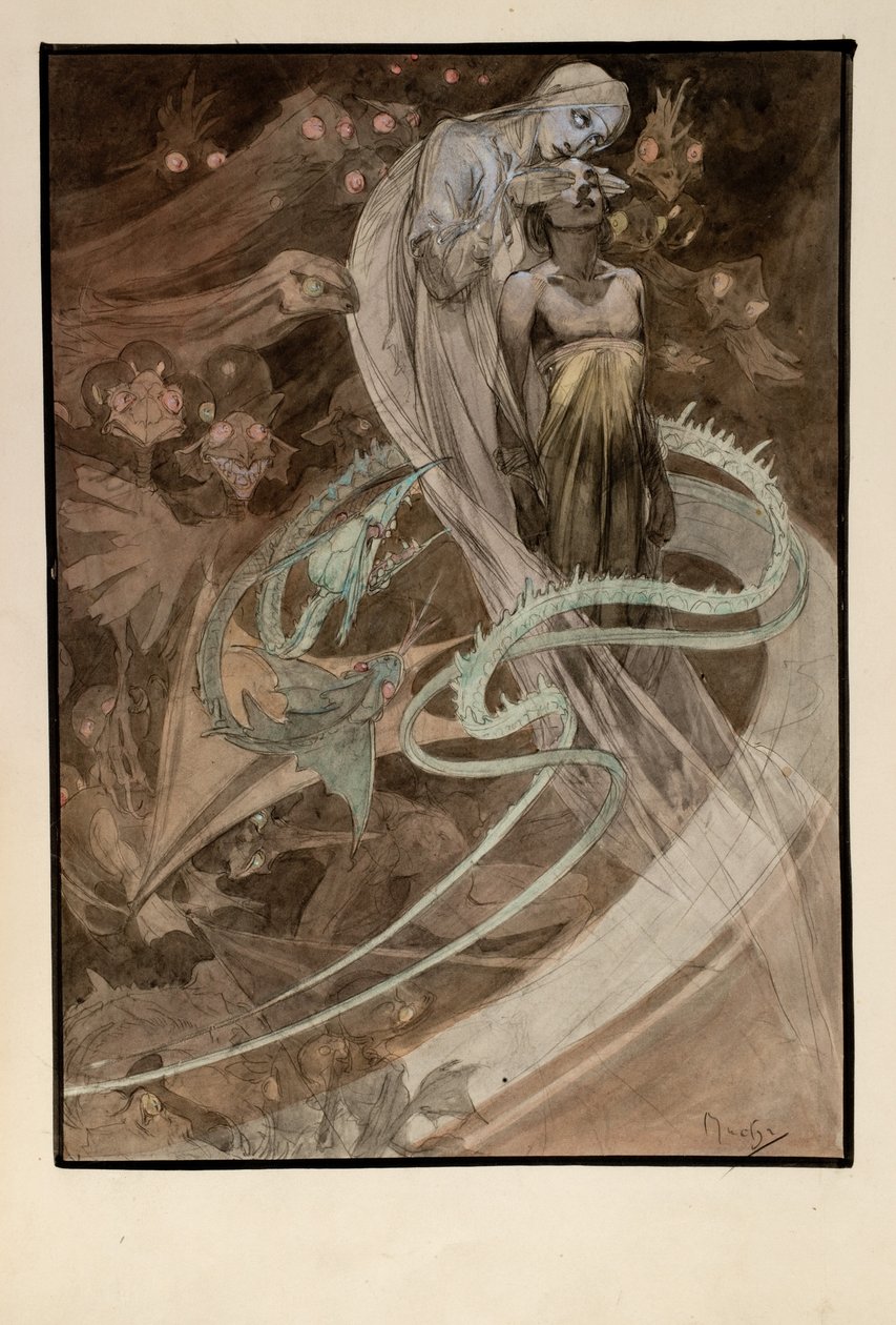 Illustrasjon for den illustrerte utgaven Le Pater av Alphonse Mucha