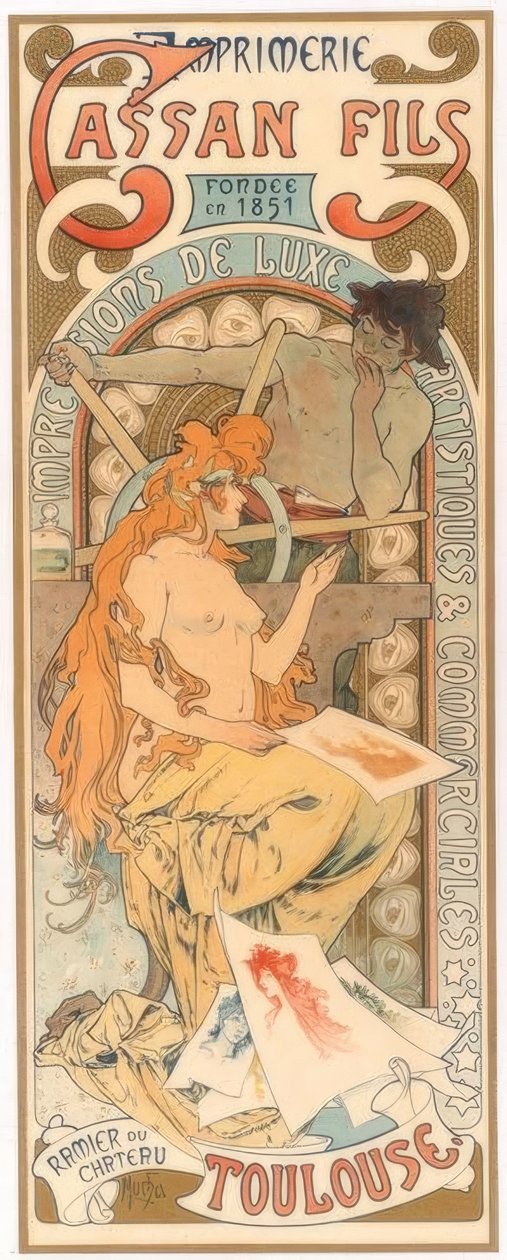 Cassan Fils utskrift av Alphonse Mucha