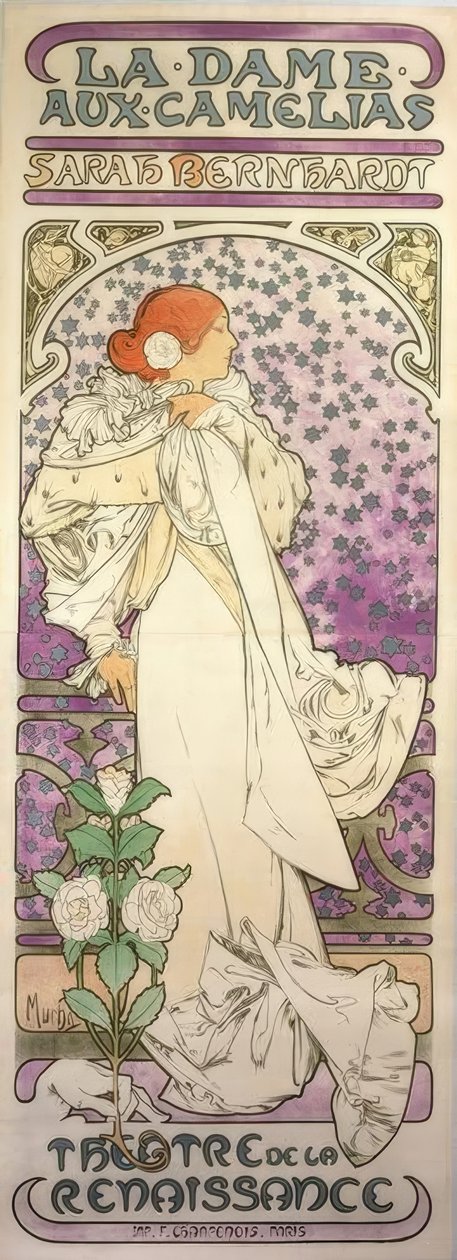 La Dame aux Camelias / Renessanseteater av Alphonse Mucha
