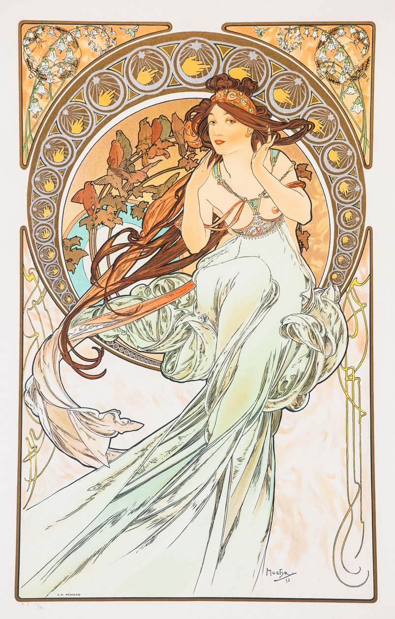 La Musica Fra serien The Arts, 1898. av Alphonse Mucha