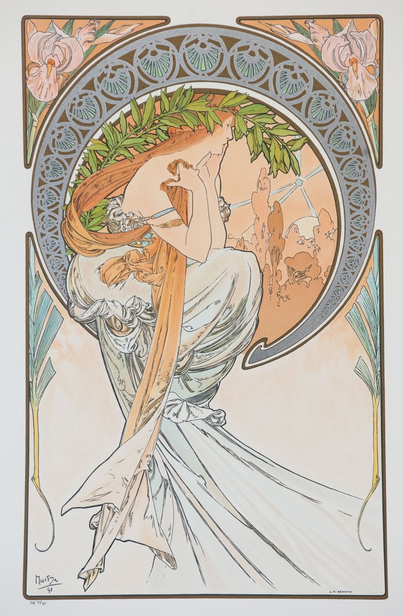 La Poesia Fra serien The Arts, 1898. av Alphonse Mucha