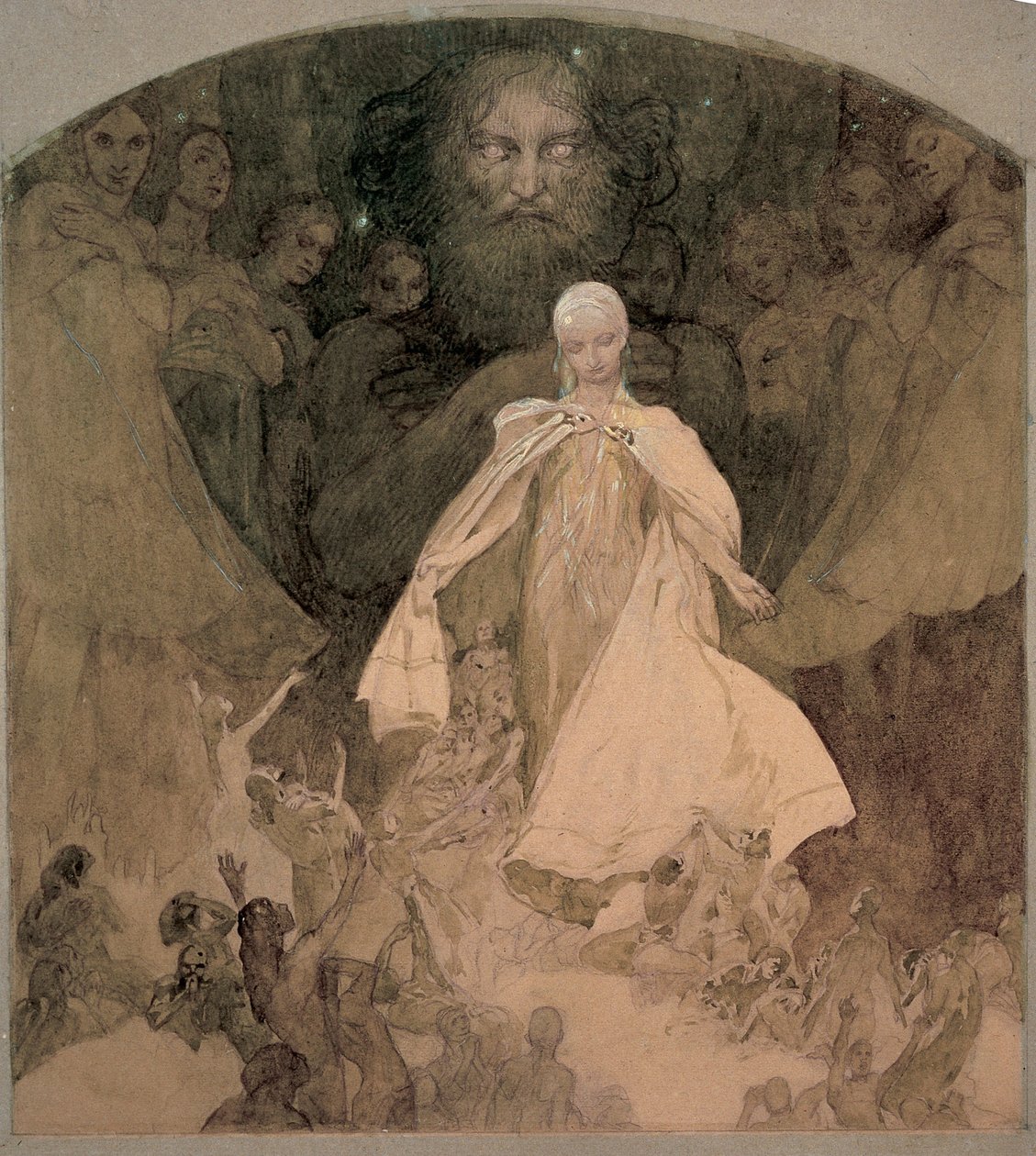 L'age de la Sagesse - Studie for The Age of Wisdom par Mucha, Alfons Marie (1860-1939). Akvarell på papir, størrelse: 35x32 av Alphonse Mucha