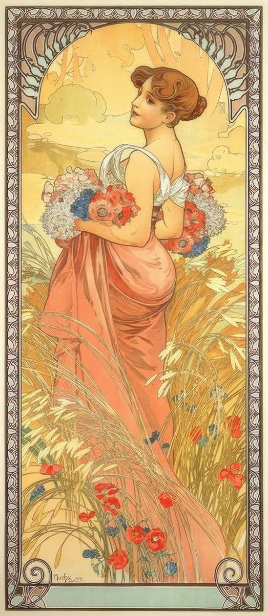 Sommer av Alphonse Mucha