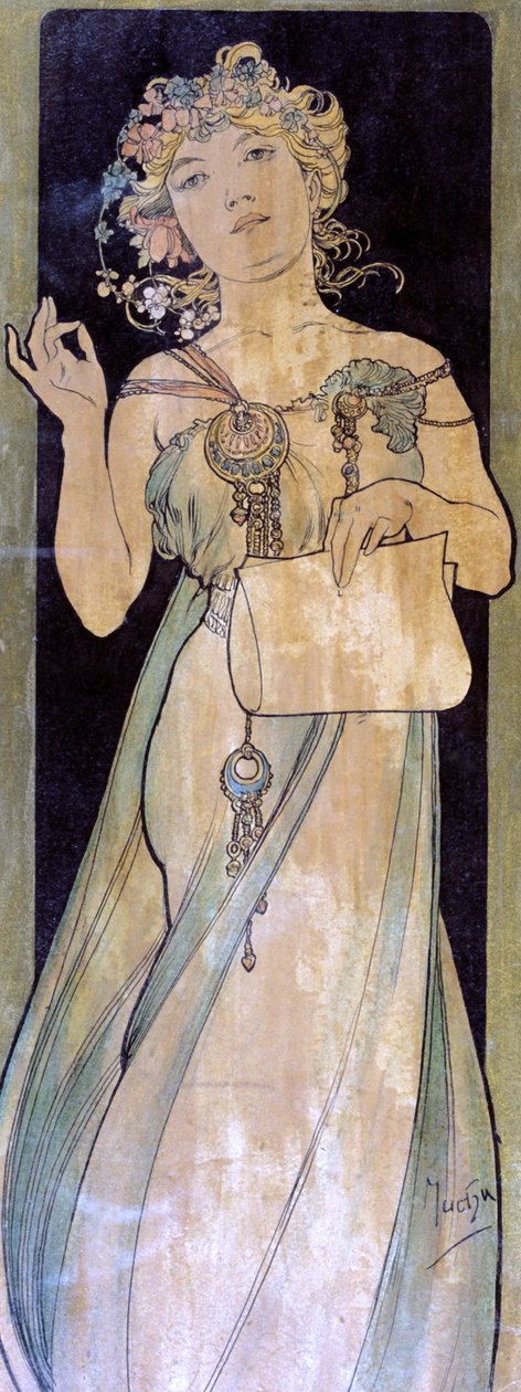 Portrett av en kvinne, ca 1900-1939 av Alphonse Mucha