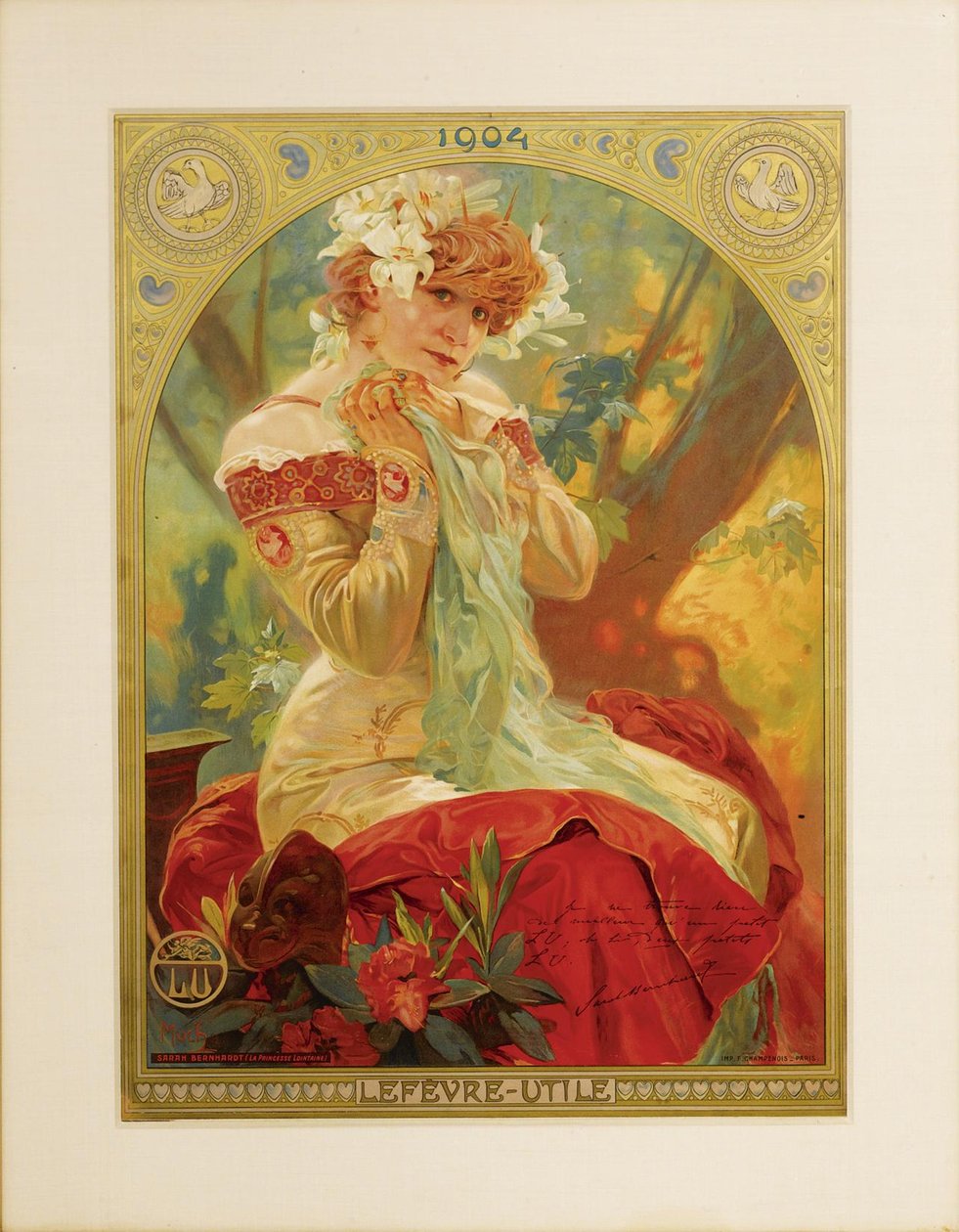 Plakat for Lefevre-Utile. Sarah Bernhardt i rollen som Melissinde i La Princesse Lointaine av E av Alphonse Mucha