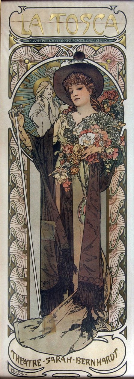 Plakat for Play La Tosca av Victorien Sardou, 1899 av Alphonse Mucha