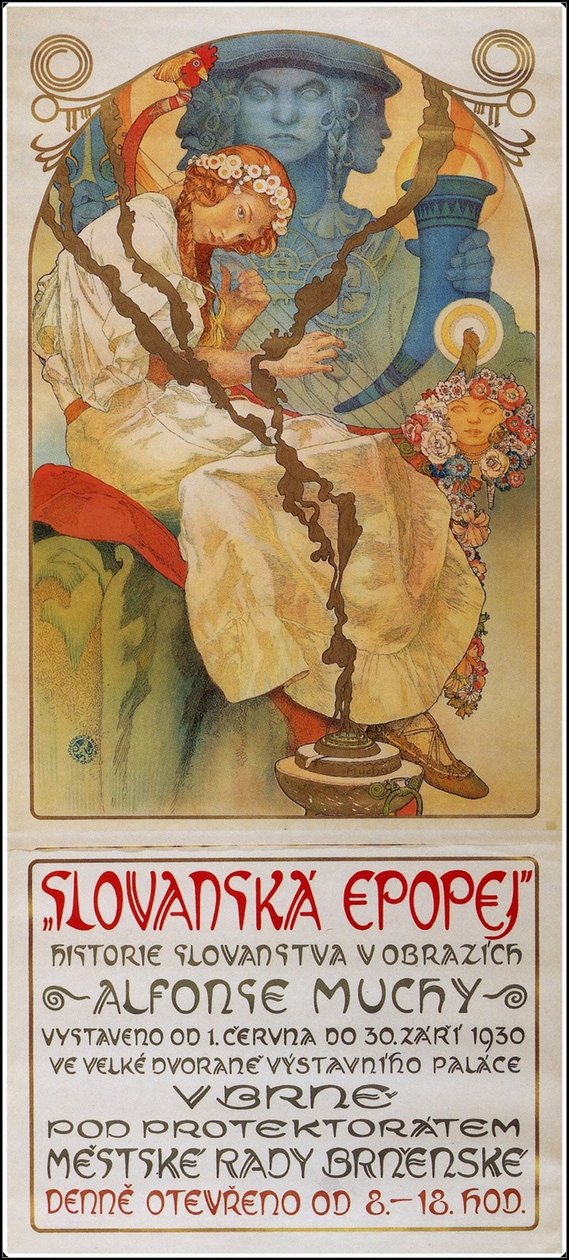 Plakat for utstillingen The Slav Epic Slavic Epic, 1928 av Alphonse Mucha