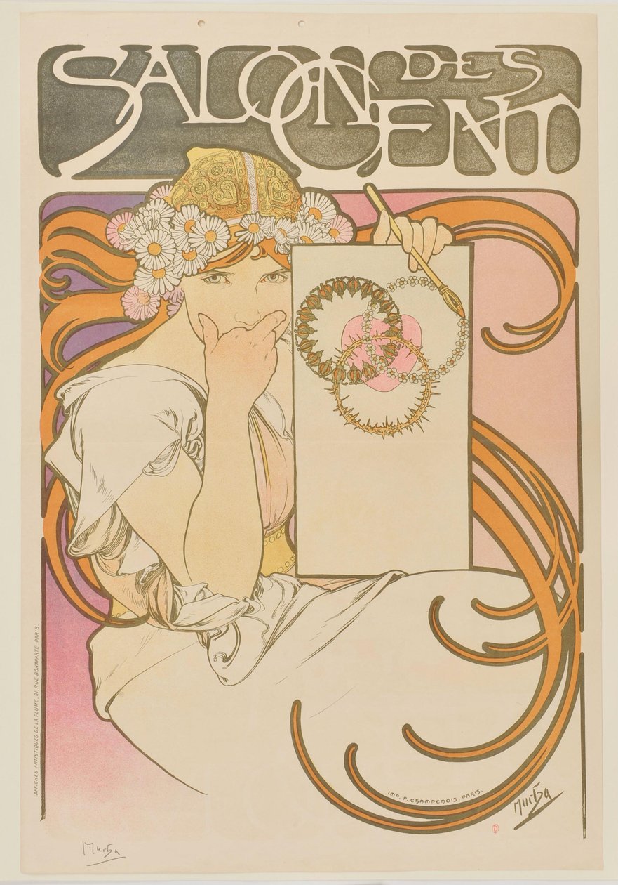 Salon des Cent. Juni 1897 (prøvetrykk før tekst) av Alphonse Mucha