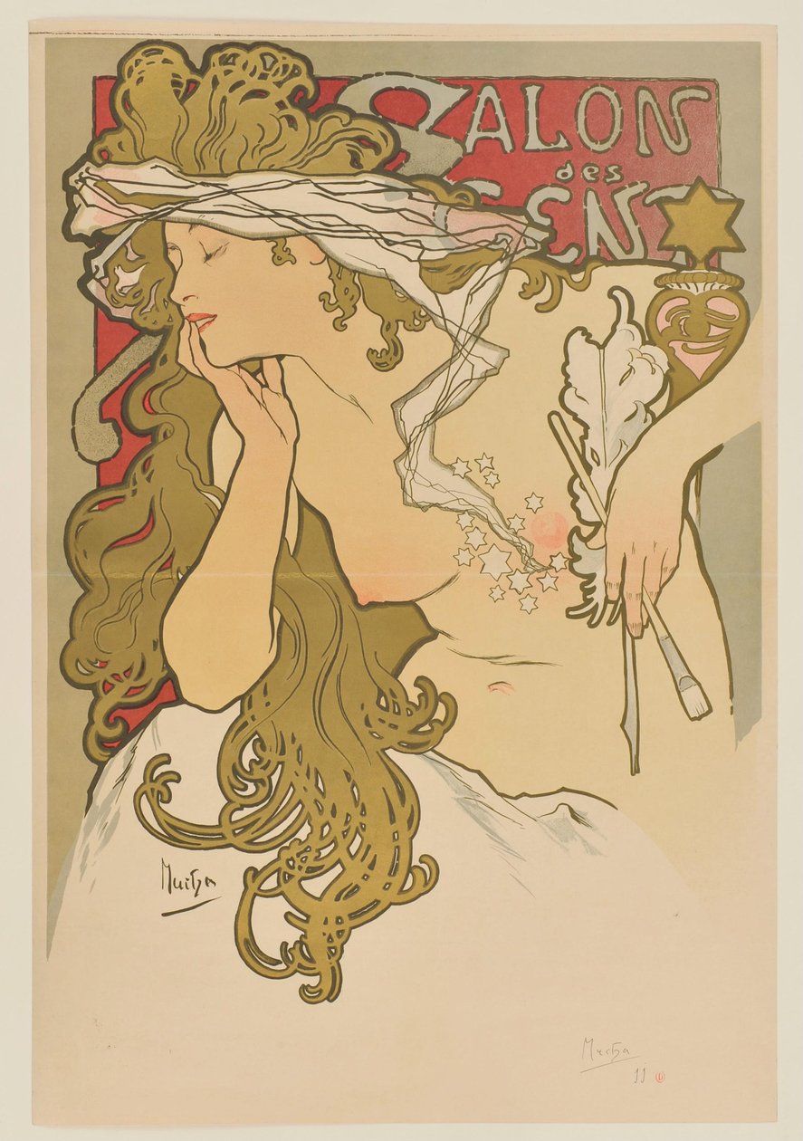 Salon des Cent. Mars-april 1896 (Épreuve avant la lettre) av Alphonse Mucha
