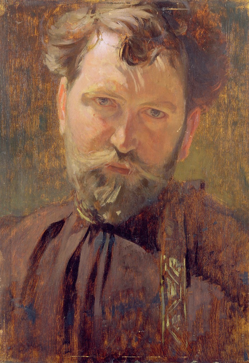 Selvportrett (Selvportrett) av Alfons Marie (Alfons-Marie) Mucha (1860-1939), Olje på lerret 1899, Alfons Mucha-museet, Praha av Alphonse Mucha