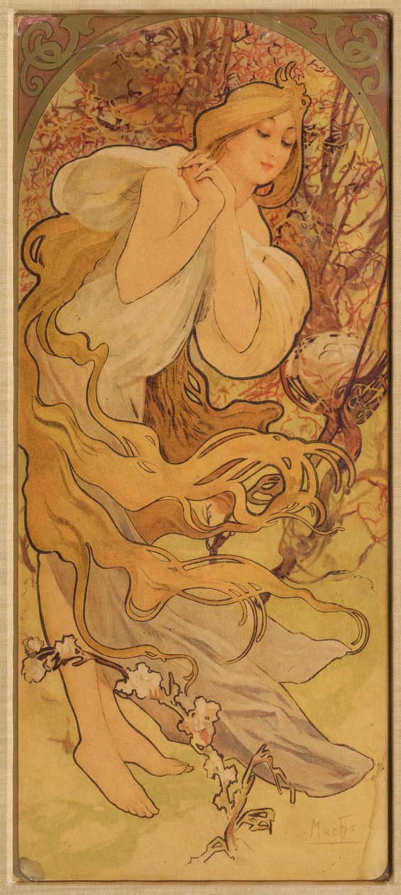 Spring fra serien Les Saisons, ca. 1900. av Alphonse Mucha
