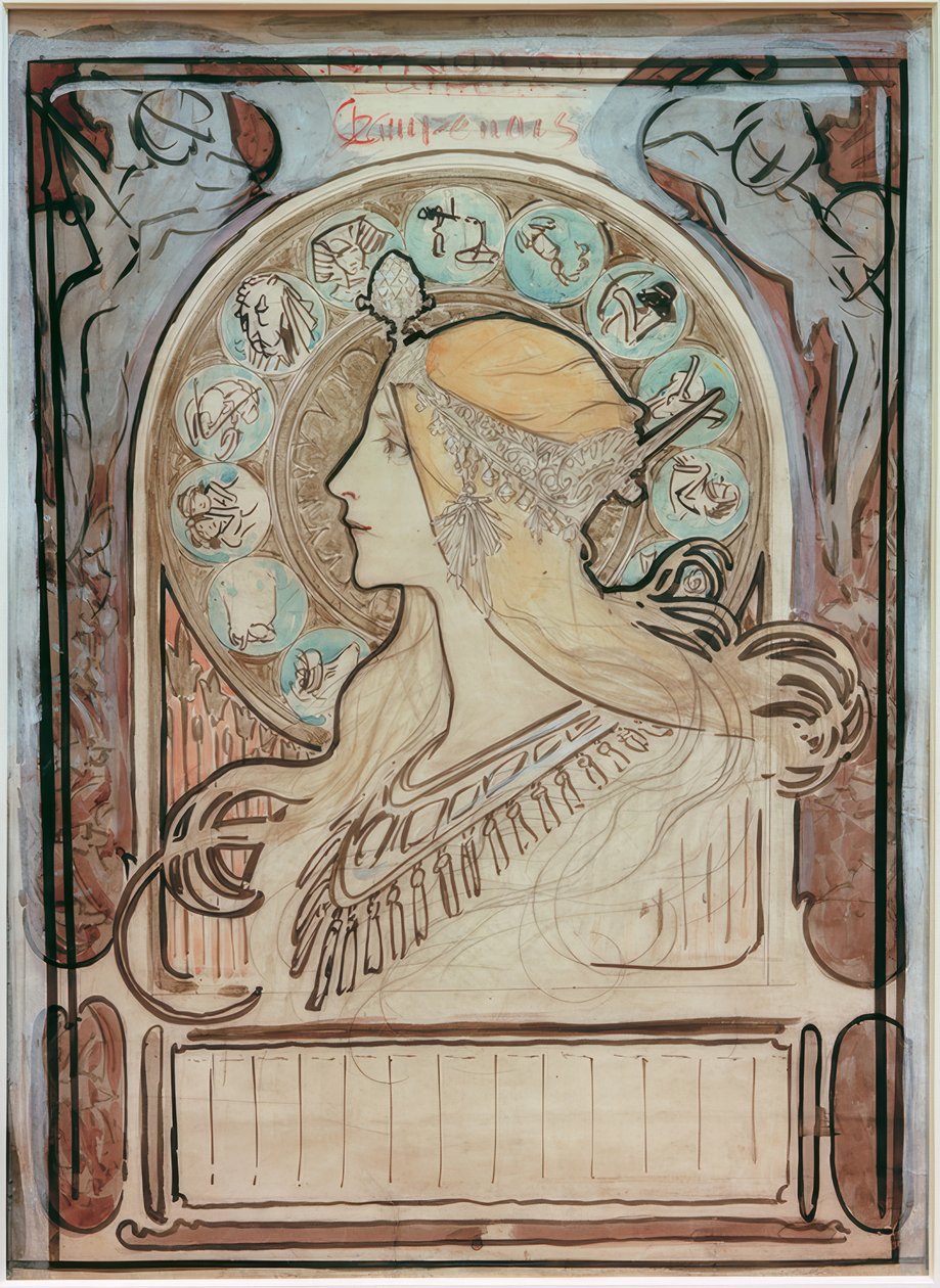 Studer på Zodiaque av Alphonse Mucha