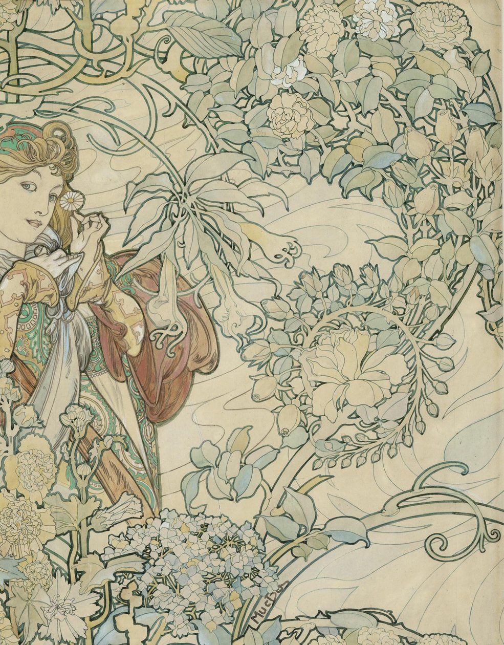 Tekstildesign av Alphonse Mucha