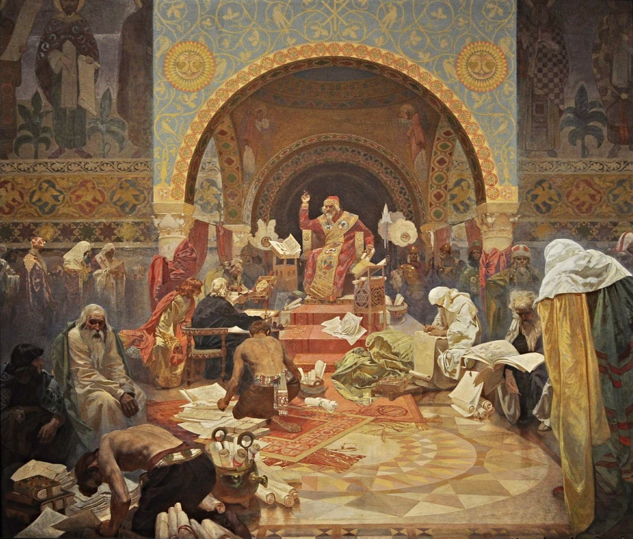 Den bulgarske tsaren Simeon Syklusen Det slaviske epos av Alphonse Mucha