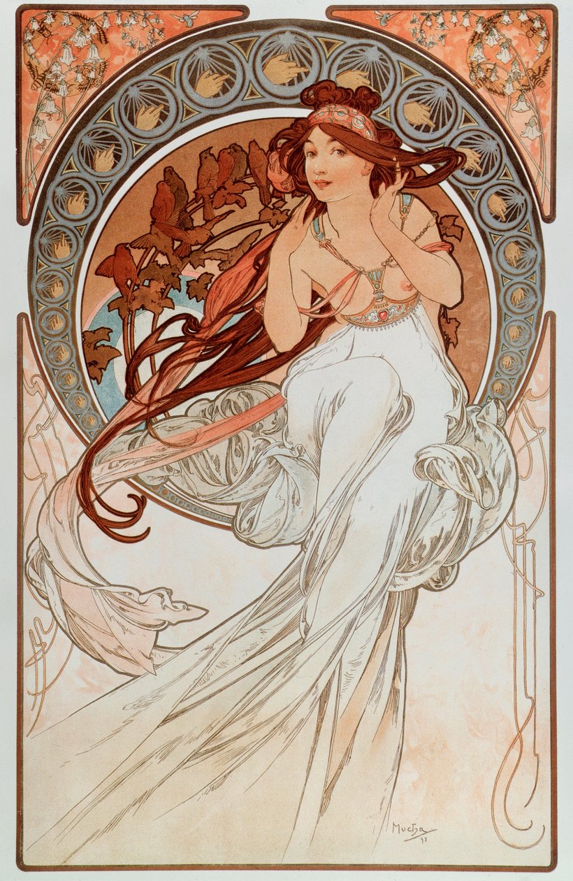 Musikken. Fra en serie litografier av Alphonse Mucha