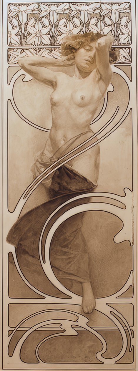 Foreløpig tegning for tabell 10 av Alphonse Mucha