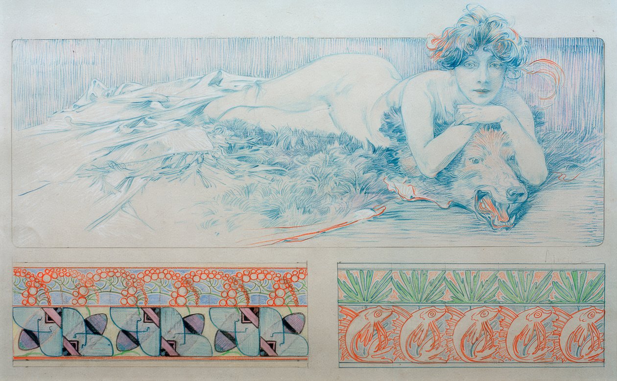Foreløpig tegning for tabell 4 av Alphonse Mucha