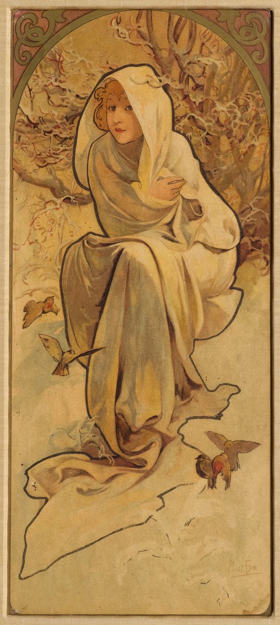 Winter fra serien Les Saisons, ca. 1900. av Alphonse Mucha