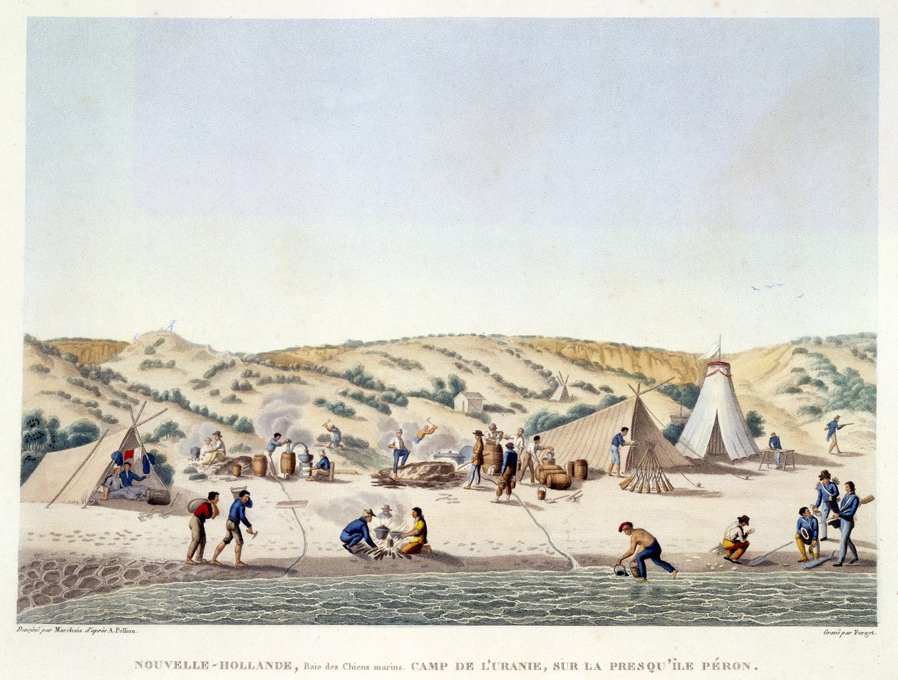 Baie des Chiens Marins, New Holland: The Camp of Urania nær Ile Peron, fra 