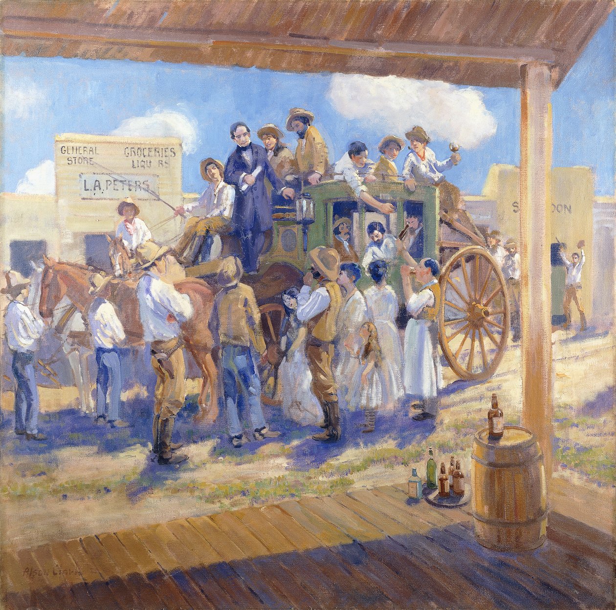 Guvernør Burnett leverer Charter of Statehood til San Jose, California, ca. 1925 (olje på lerret) av Alson Skinner Clark