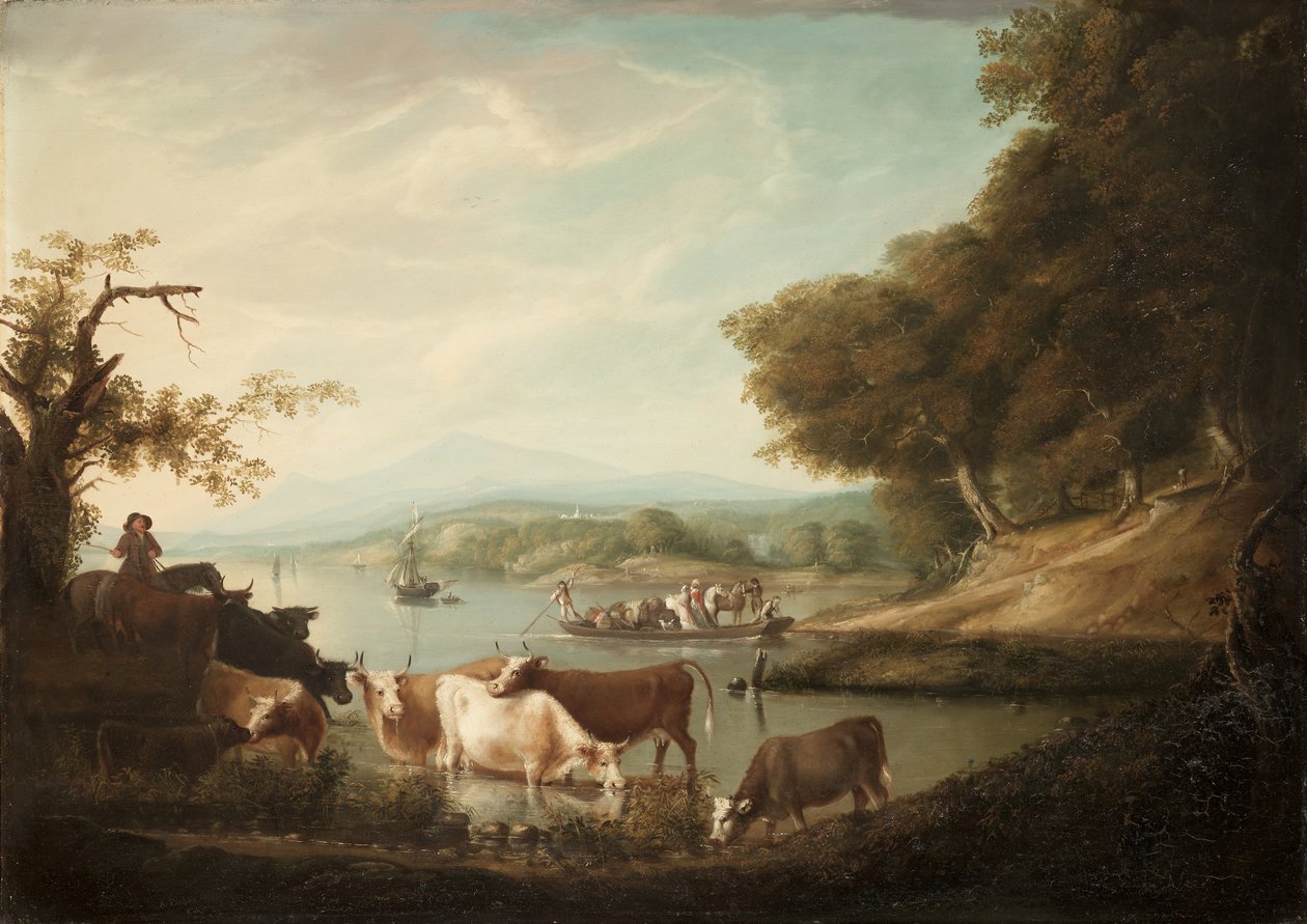 Et rolig vanningssted - Omfattende og grenseløs scene med storfe av Alvan Fisher