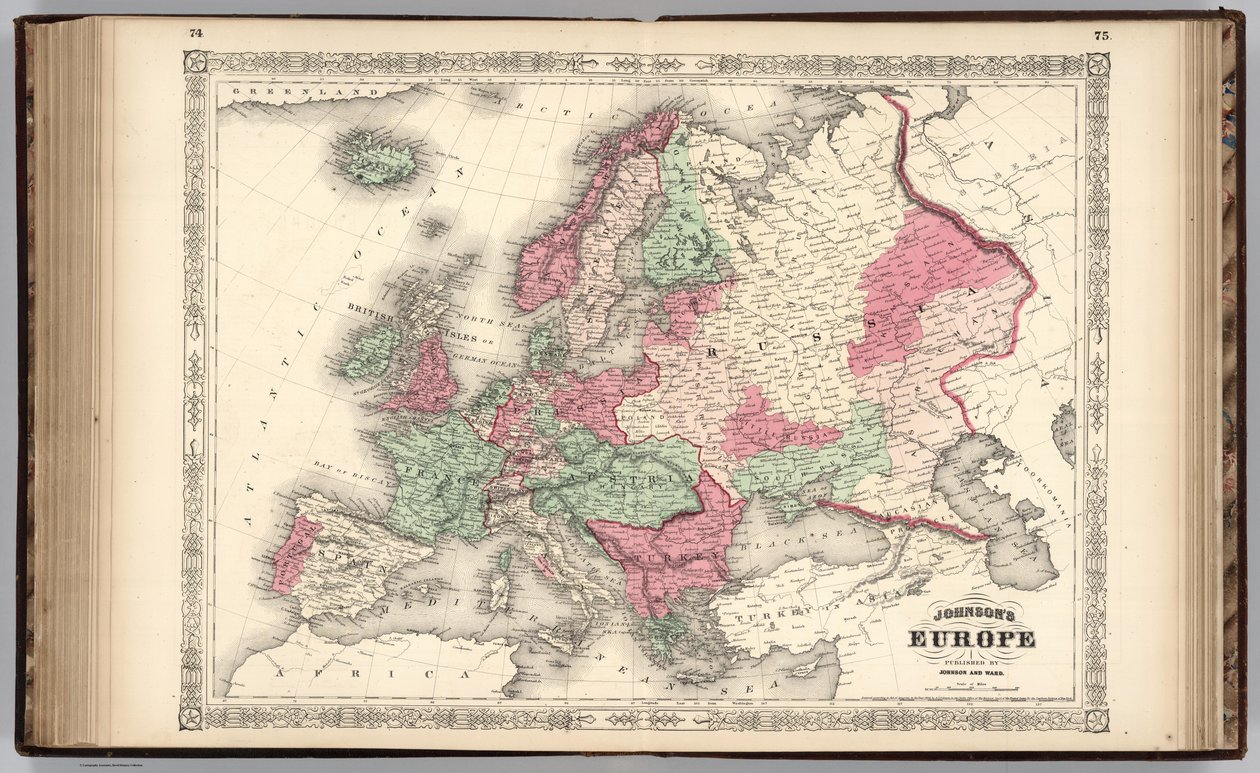 Johnsons Europa Utgitt av Johnson And Ward av Alvin Jewett Johnson