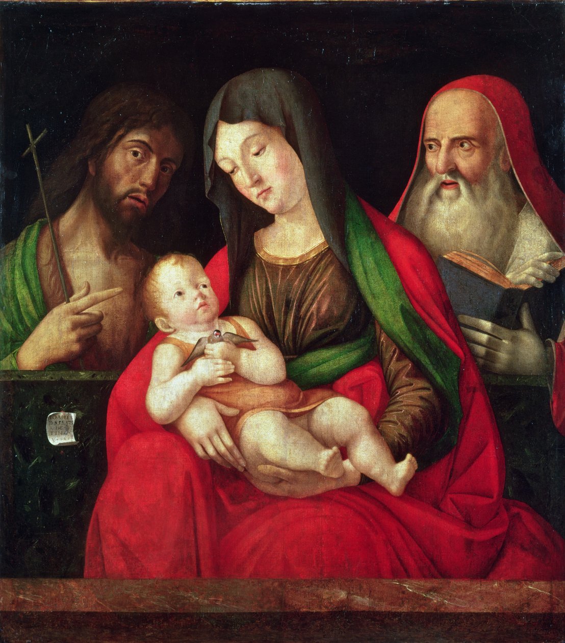 Jomfru og barn med Døperen Johannes og St. Hieronymus (panel) av Alvise Vivarini