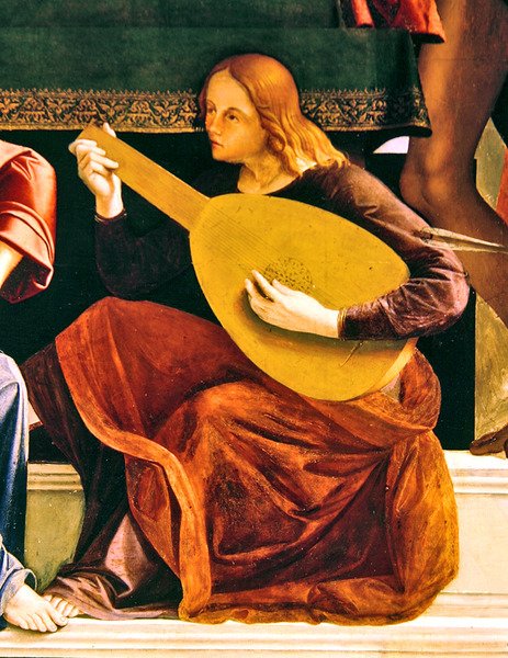 Detalj av altertavlen til St. Ambrosius av Alvise and Basaiti Marco Vivarini