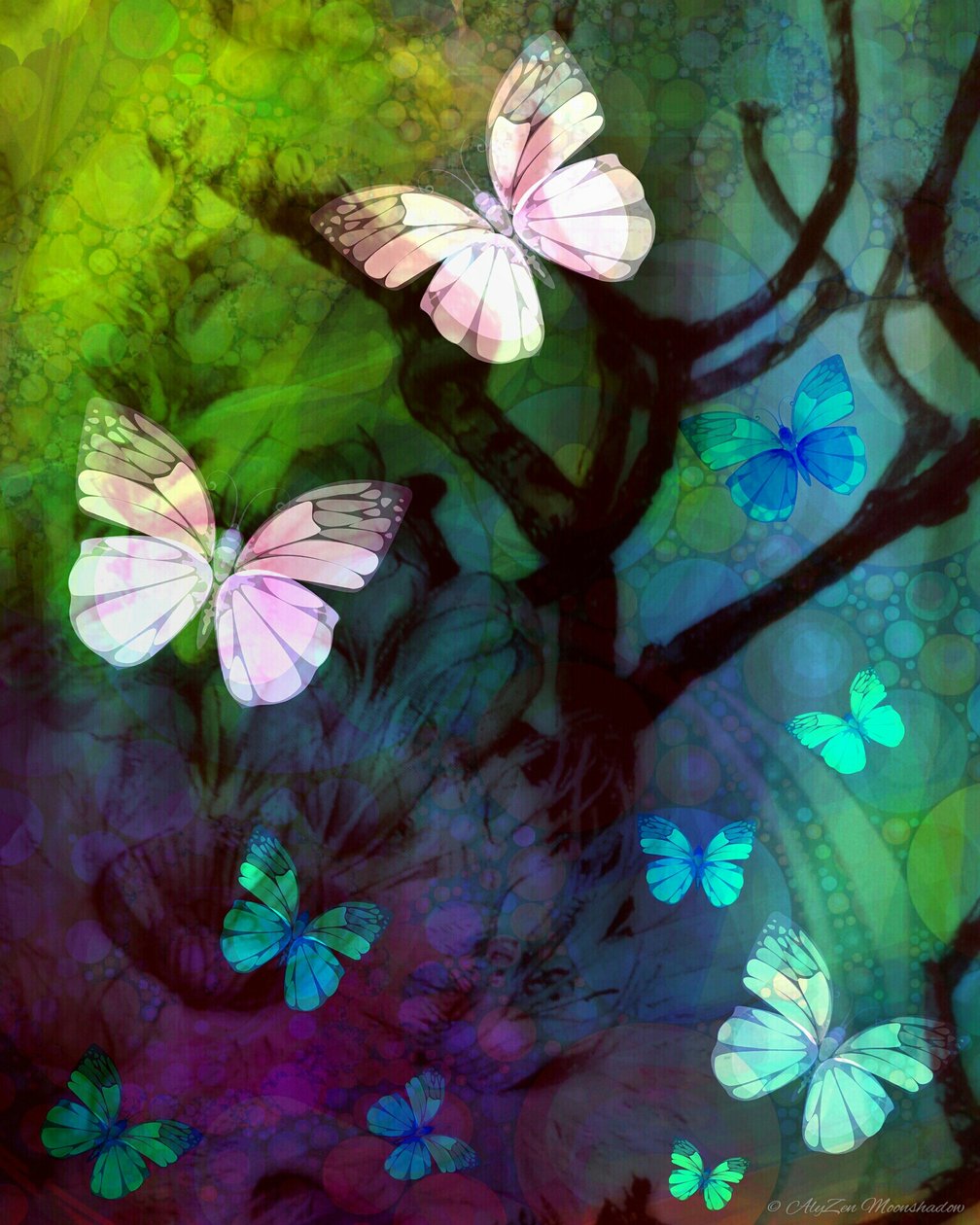 In the Company of Butterflies, 2014, (digital mixed media phoneography) av AlyZen Moonshadow