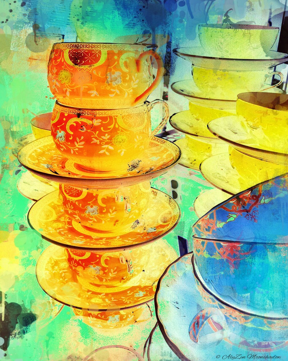 Orange and Gold Stack, 2014, (digital blandet medietelefonografi) av AlyZen Moonshadow