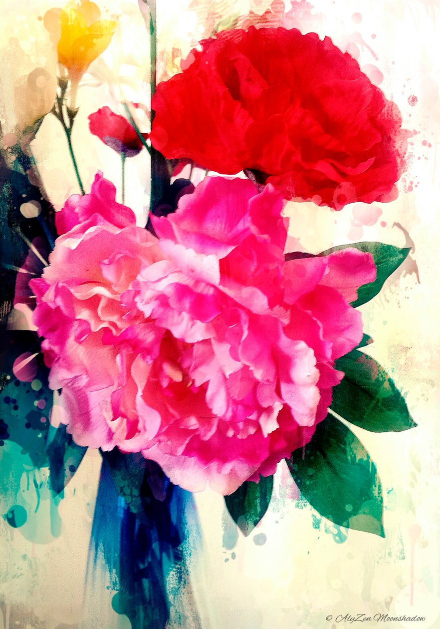 Peony and Poppy, 2014 (digital blandet medietelefonografi) av AlyZen Moonshadow