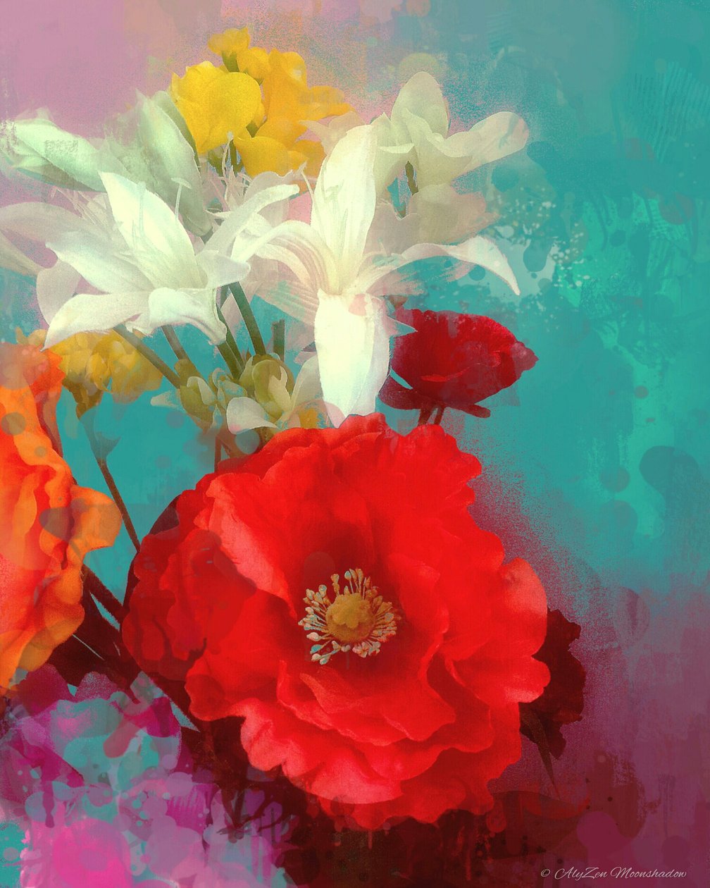 Poppy and Friends, 2014, (digital blandet medietelefonografi) av AlyZen Moonshadow
