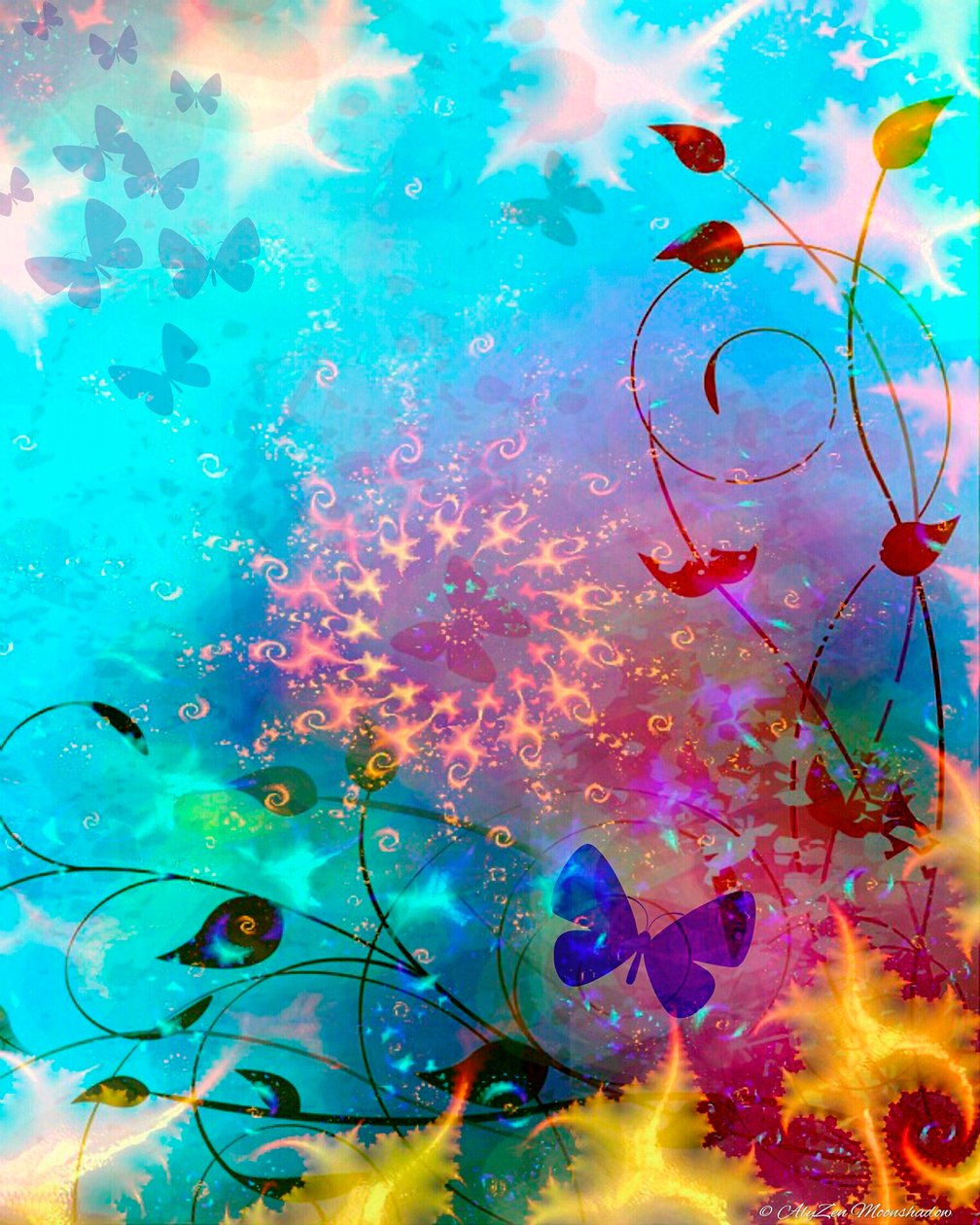 Turkis SeaSky with Butterflies, 2014, (digital blandet medietelefonografi) av AlyZen Moonshadow