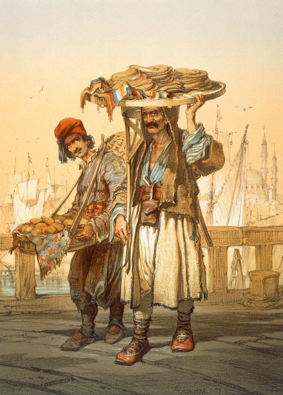 Brødselgere på kaien, 1865 av Amadeo Preziosi