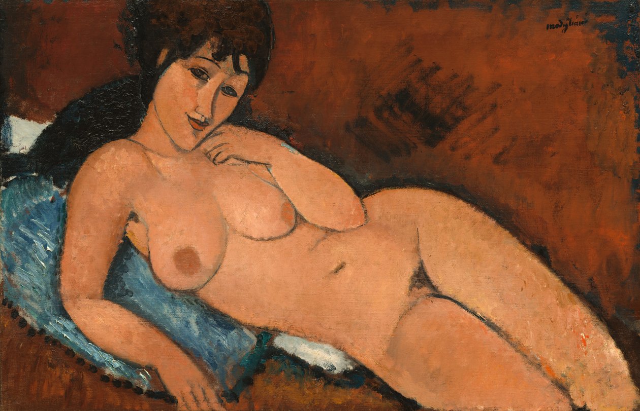 Naken på en blå pute, 1917. av Amedeo Modigliani
