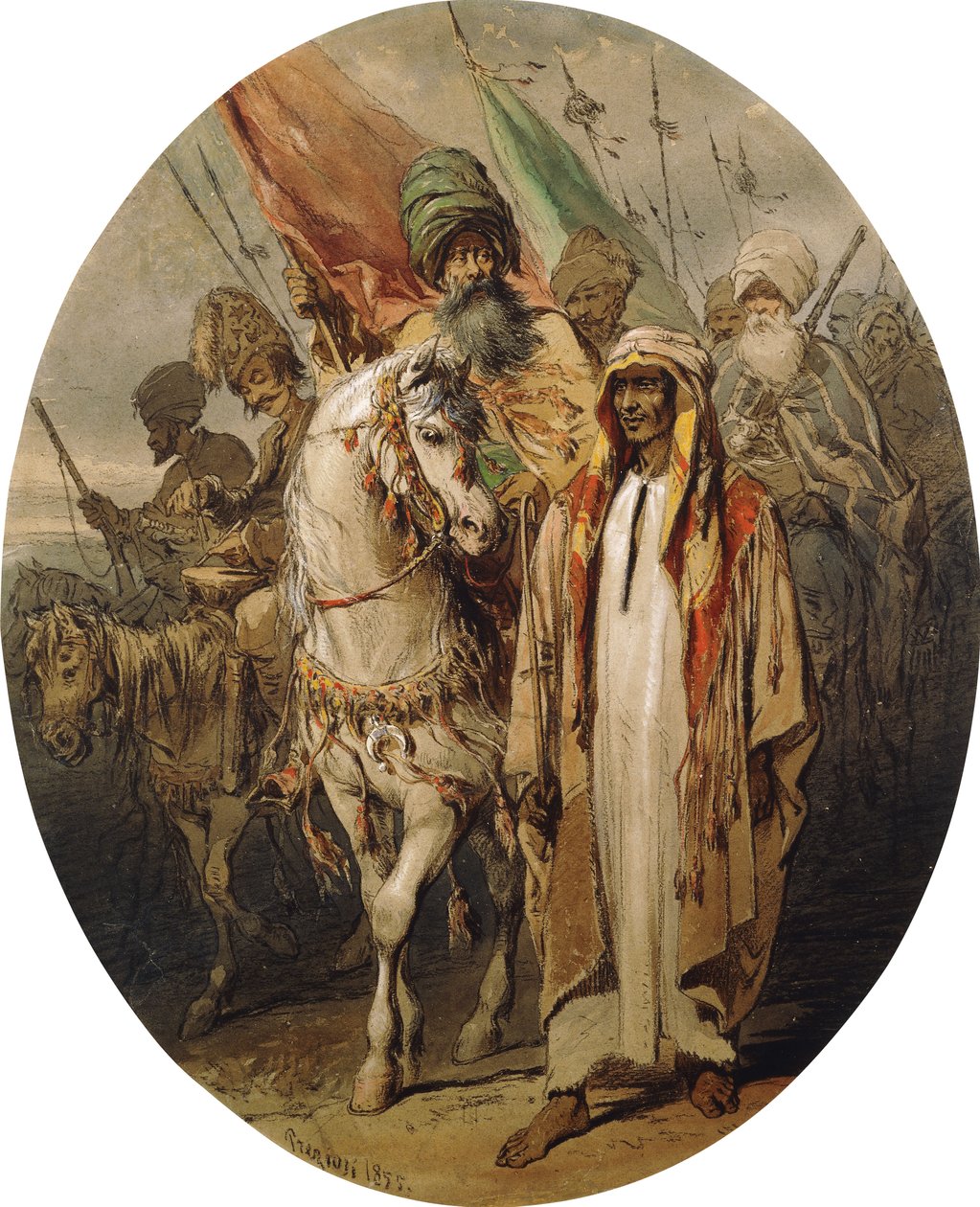 Arabiske krigere som rykker frem, 1855 av Amadeo Preziosi