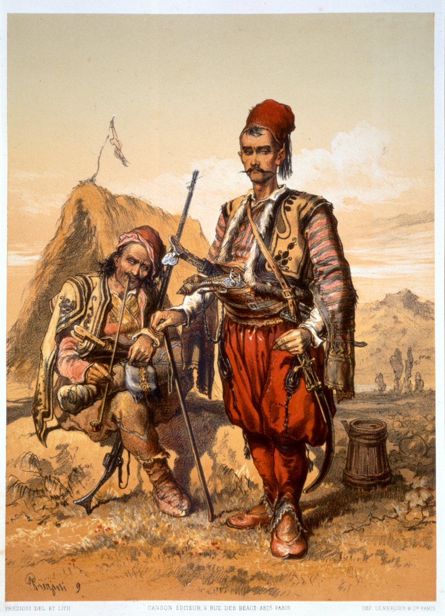 Tyrkiske fotsoldater i den osmanske hæren, 1857 av Amadeo Preziosi