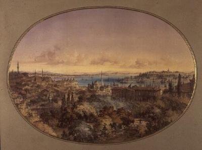 Utsikt over Konstantinopel fra Galata mot Det gylne horn og Bosporos (akvarell på papir) av Amadeo Preziosi