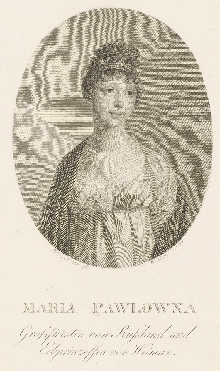 Storhertuginne Maria Pavlovna av Russland 1786-1859, storhertuginne av Sachsen-Weimar-Eisenach, 1808. av Amadeus Wenzel Boehm