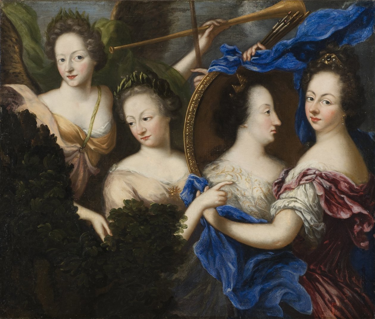 Allegori med selvportrett og profilportrett av Ulrika Eleonore, dronning av Sverige Finland - Allegori med selvportrett og profilportrett av Ulrika Eleonora den eldre (1656-1693), av Koenigsmarck, Amalia Wilhelmina von (1663-1740). olje på lerret av Amalia Wilhelmina von Konigsmarck