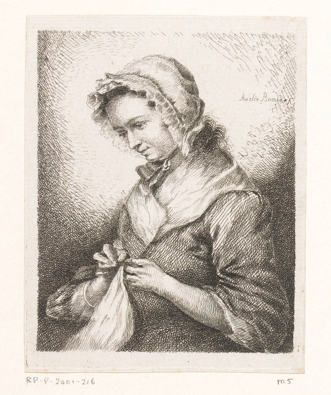 Portrett av kunstneren Georg Friedrich Schmidts kone, sy av Amalie Baader