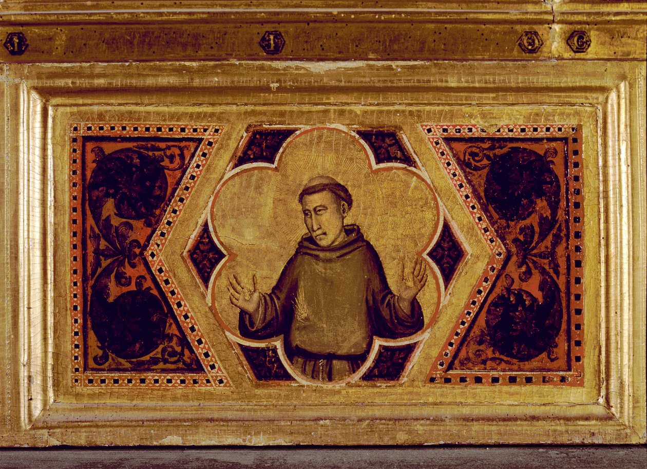 St. Frans av Assisi, fra Jomfruens kroning Polyptych (midt til høyre predella) (se også 65540-65551) av Ambrogio Bondone Giotto