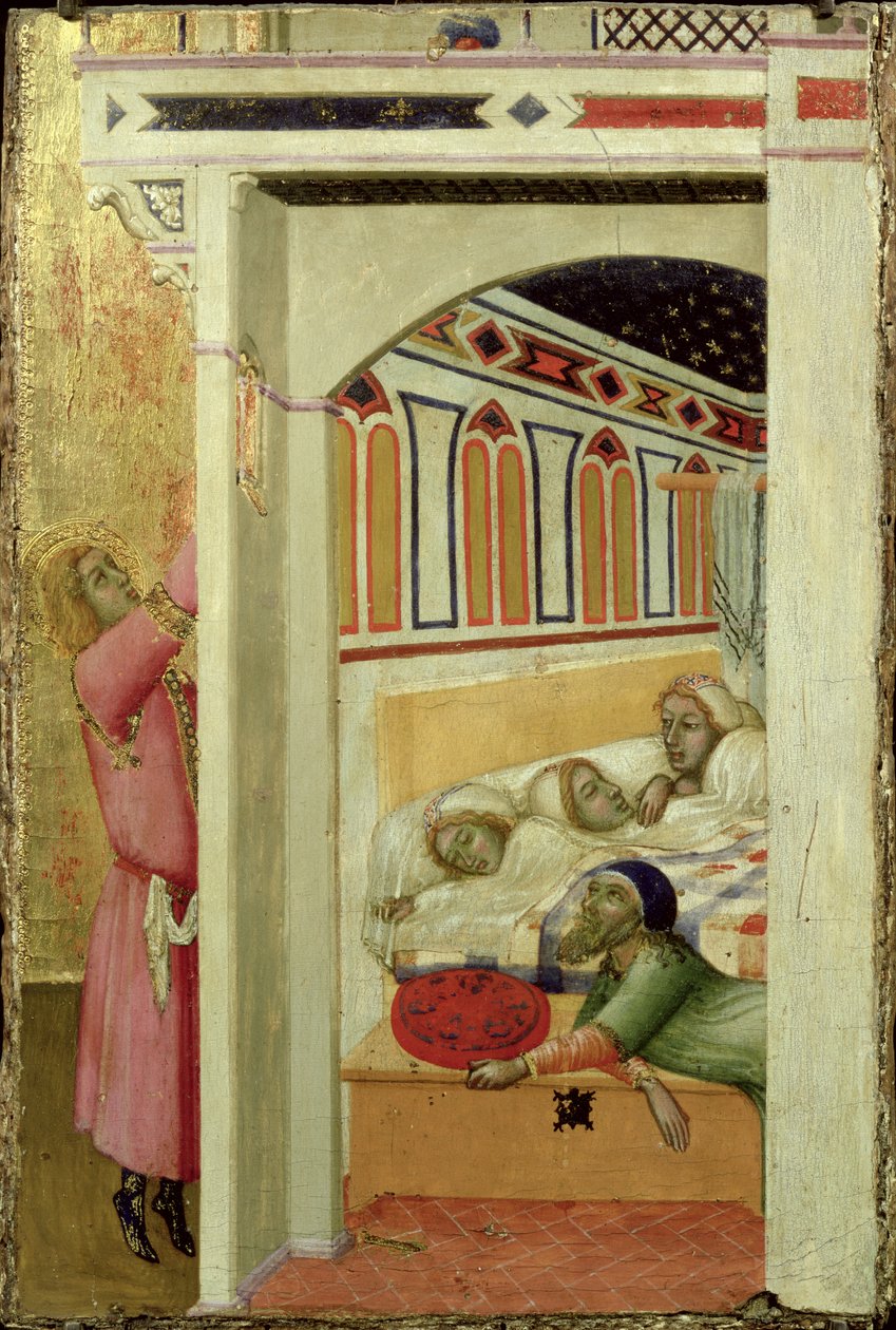 The Charity of St Nicholas of Bari (tempera på tre) av Ambrogio Lorenzetti