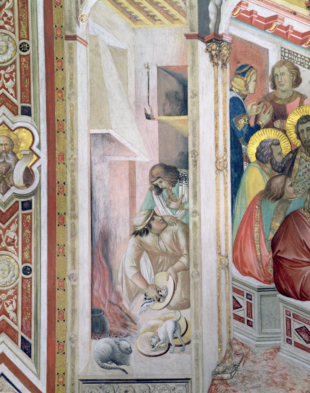 The Last Supper, detalj av ildstedet, 1325 (detalj av 182061) av Ambrogio Lorenzetti