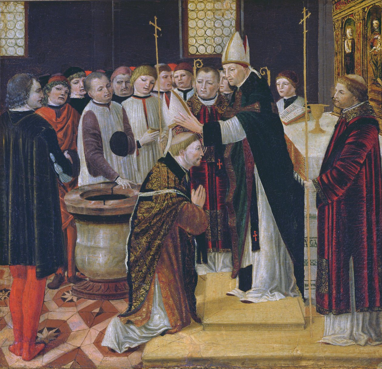Ordinasjon av St. Augustine (tempera på panel) av Ambrogio da Fossano