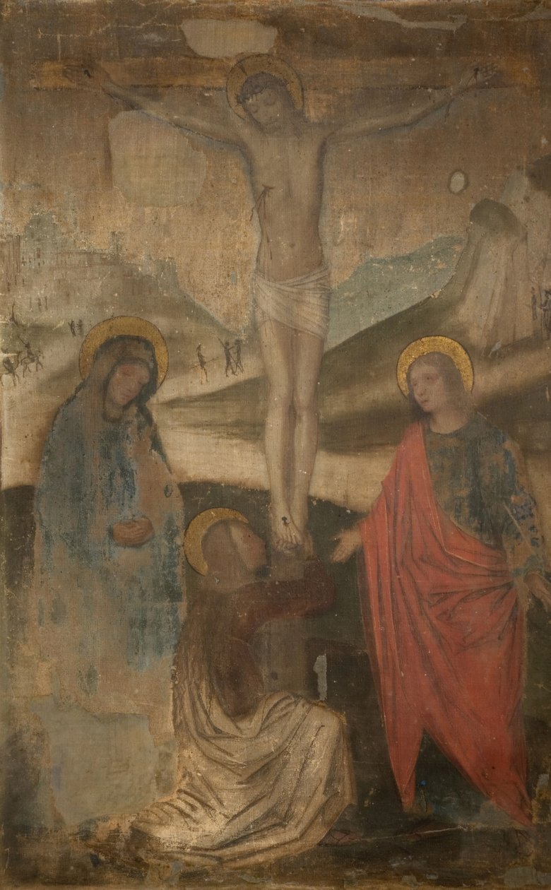 Korsfestelsen med jomfru, Johannes og Magdalen, 1470-1523. av Ambrogio Bergognone